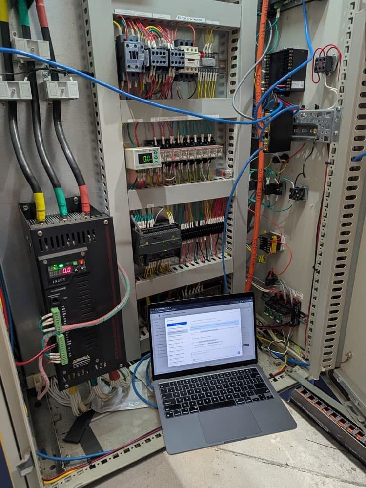 Inside an imported machine's panel, before the upgrade